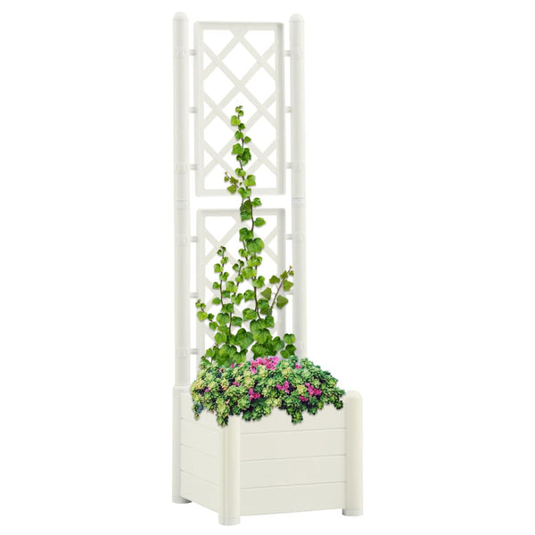 jardiniere polypropylene treillis bac a fleurs durable blanc 43 x 43 x 142 cm 1 | jardinna