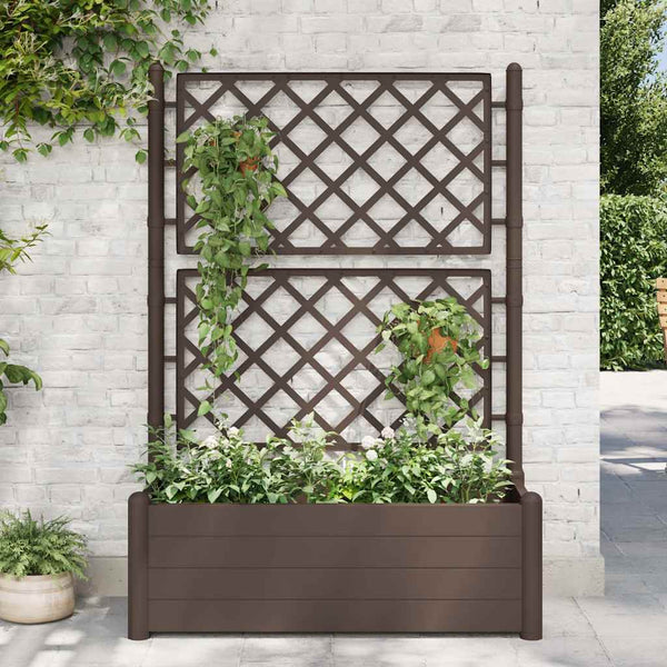 jardiniere polypropylene treillis bac a fleurs durable cafe 100 x 43 x 142 cm 1 | jardinna