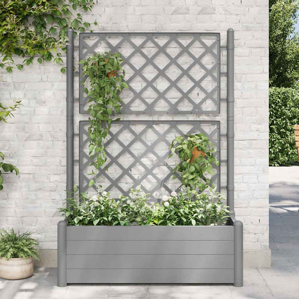 jardiniere polypropylene treillis bac a fleurs durable gris 100 x 43 x 142 cm 1 | jardinna