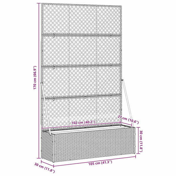 jardiniere rectangulaire effet rotin drainage metal tailles coloris 8 | jardinna