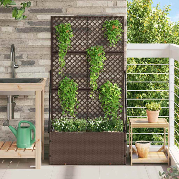 jardiniere rectangulaire effet rotin drainage metal tailles coloris marron 70 x 30 x 135 cm 1 | jardinna