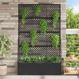 jardiniere rectangulaire effet rotin drainage metal tailles coloris noir 105 x 30 x 170 cm 1 | jardinna