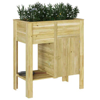 jardiniere rectangulaire pied pin massif 85cm marron 3 | jardinna