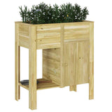 jardiniere rectangulaire pied pin massif 85cm marron 3 | jardinna