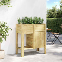 jardiniere rectangulaire pied pin massif 85cm marron 4 | jardinna