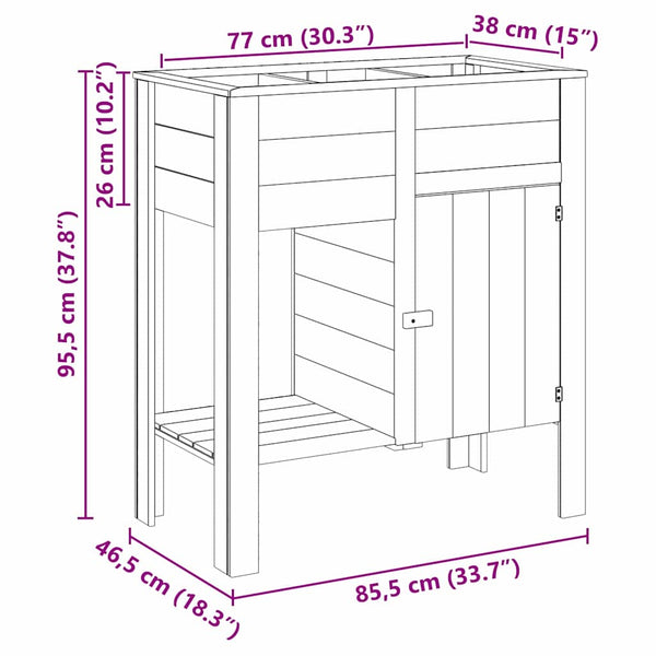 jardiniere rectangulaire pied pin massif 85cm marron 9 | jardinna