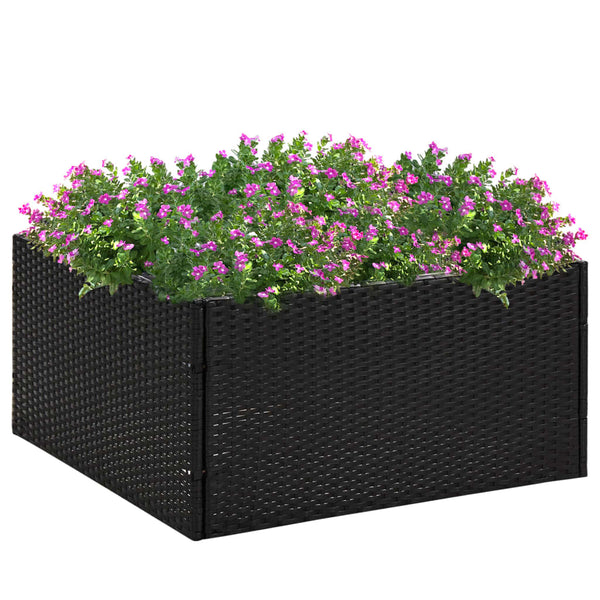 jardiniere rectangulaire resine tressee format xxl noir 80 x 80 x 40 cm 1 | jardinna