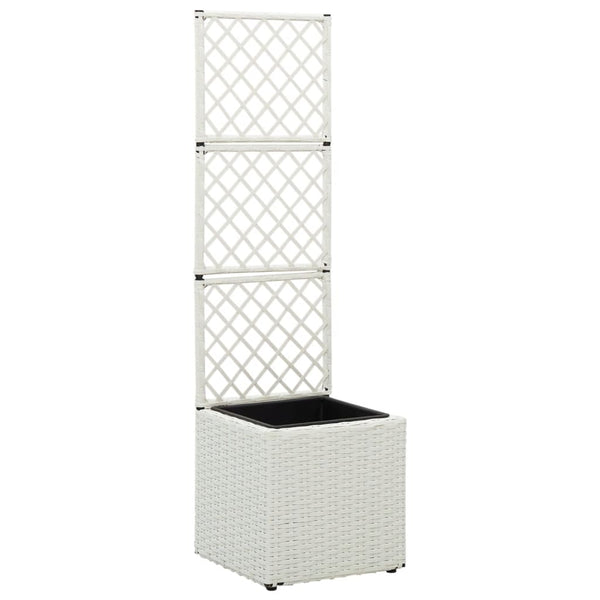 jardiniere rectangulaire resine tressee treillis drainage tailles coloris blanc 30 x 30 x 107 cm 1 | jardinna