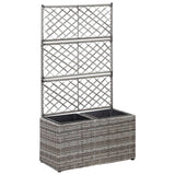 jardiniere rectangulaire resine tressee treillis drainage tailles coloris gris 58 x 30 x 107 cm 1 | jardinna