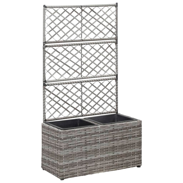 jardiniere rectangulaire resine tressee treillis drainage tailles coloris gris 58 x 30 x 107 cm 1 | jardinna