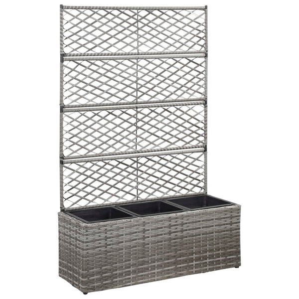 jardiniere rectangulaire resine tressee treillis drainage tailles coloris gris 83 x 30 x 130 cm 1 | jardinna