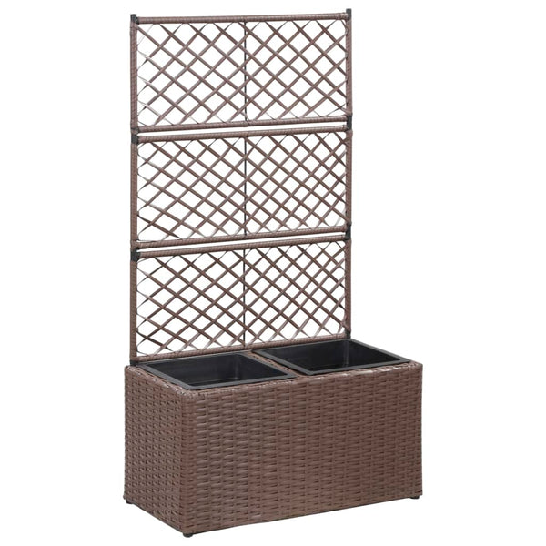 jardiniere rectangulaire resine tressee treillis drainage tailles coloris marron 58 x 30 x 107 cm 1 | jardinna
