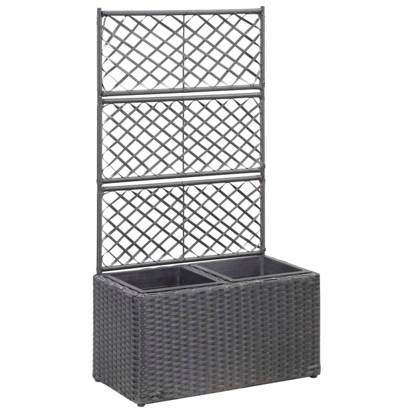 jardiniere rectangulaire resine tressee treillis drainage tailles coloris noir 58 x 30 x 107 cm 1 | jardinna