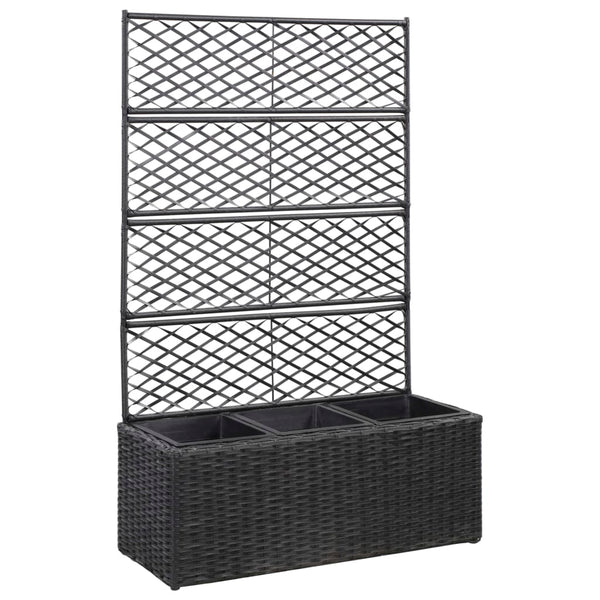 jardiniere rectangulaire resine tressee treillis drainage tailles coloris noir 83 x 30 x 130 cm 1 | jardinna