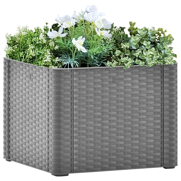 jardiniere rectangulaire rotin pp auto arrosage tailles coloris gris 43 x 43 x 33 cm 1 | jardinna