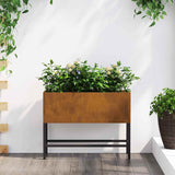 jardiniere rectangulaire surelevee acier design durable acier corten 60 x 26 x 45 cm 1 | jardinna
