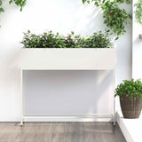 jardiniere rectangulaire surelevee acier design durable blanc 100 x 26 x 82 cm 1 | jardinna