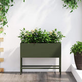 jardiniere rectangulaire surelevee acier design durable vert olive 60 x 26 x 45 cm 1 | jardinna