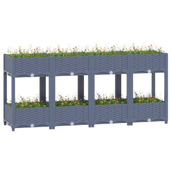 jardiniere resine tressee modulable plusieurs dimensions coloris gris bleu 160 x 40 x 71 cm 1 | jardinna