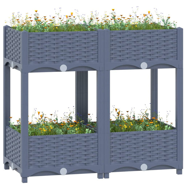 jardiniere resine tressee modulable plusieurs dimensions coloris gris bleu 80 x 40 x 71 cm 1 | jardinna
