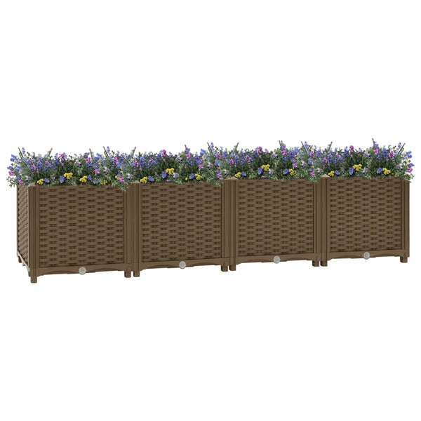 jardiniere resine tressee modulable plusieurs dimensions coloris marron 160 x 40 x 38 cm 1 | jardinna