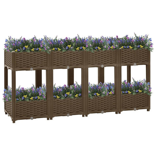 jardiniere resine tressee modulable plusieurs dimensions coloris marron 160 x 40 x 71 cm 1 | jardinna