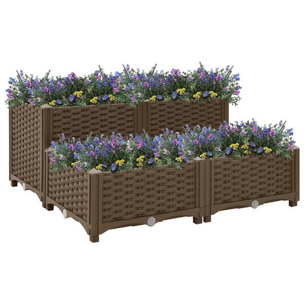jardiniere resine tressee modulable plusieurs dimensions coloris marron 80 x 80 x 23 38 cm 1 | jardinna