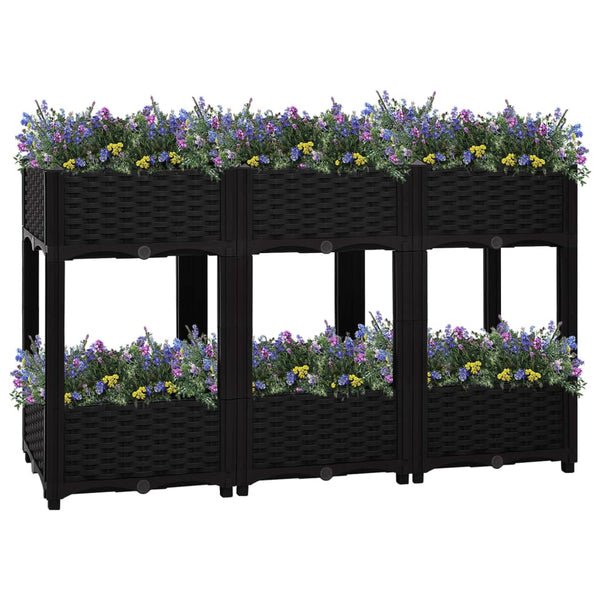 jardiniere resine tressee modulable plusieurs dimensions coloris noir 120 x 40 x 71 cm 1 | jardinna