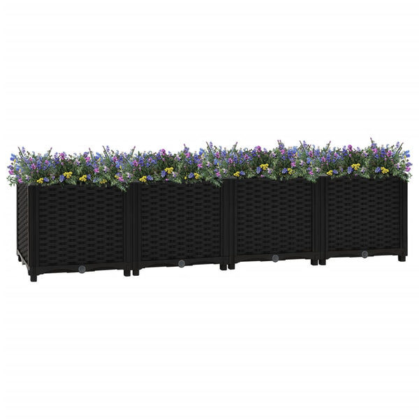 jardiniere resine tressee modulable plusieurs dimensions coloris noir 160 x 40 x 38 cm 1 | jardinna