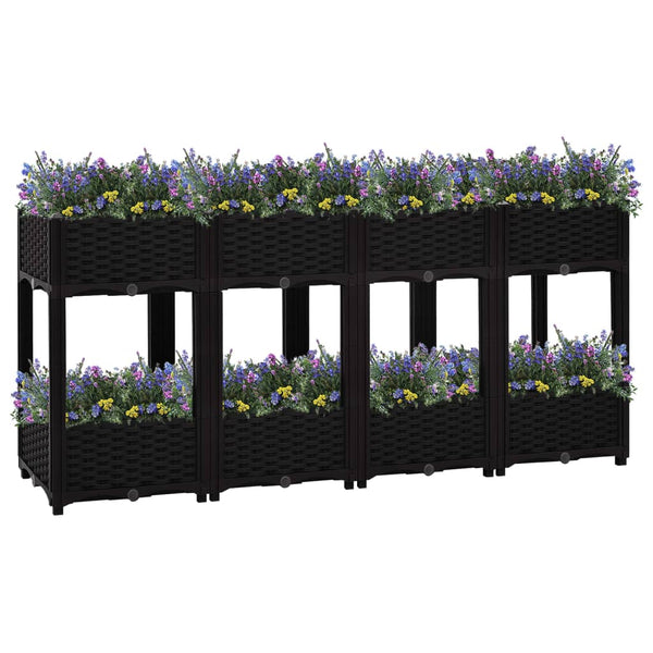 jardiniere resine tressee modulable plusieurs dimensions coloris noir 160 x 40 x 71 cm 1 | jardinna
