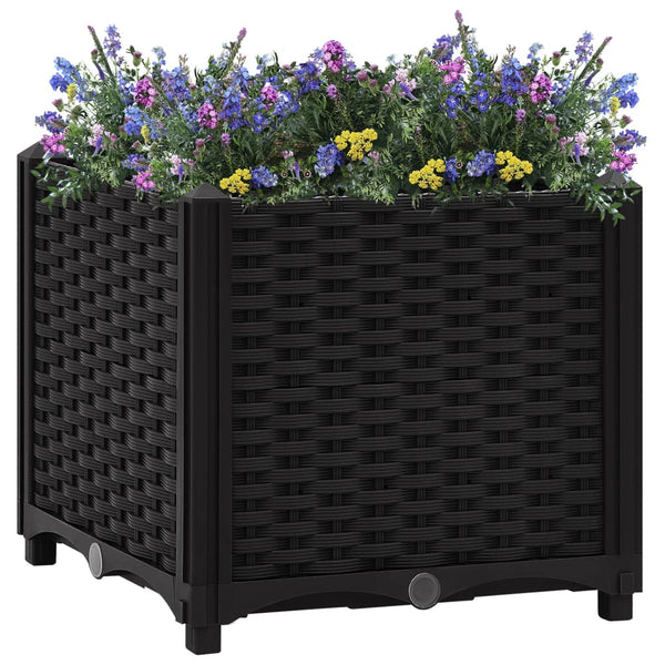 jardiniere resine tressee modulable plusieurs dimensions coloris noir 40 x 40 x 38 cm 1 | jardinna