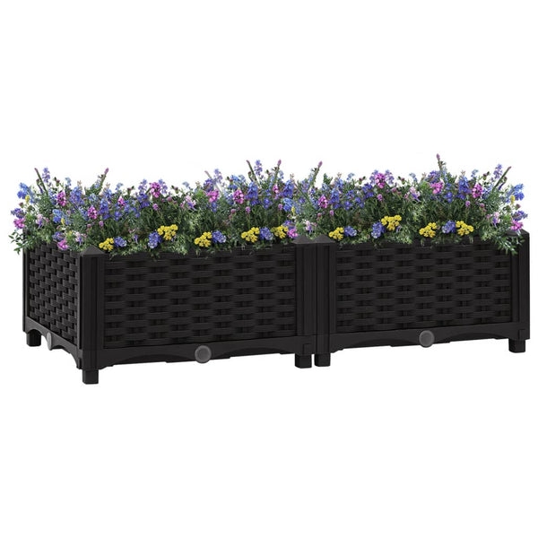 jardiniere resine tressee modulable plusieurs dimensions coloris noir 80 x 40 x 23 cm 1 | jardinna