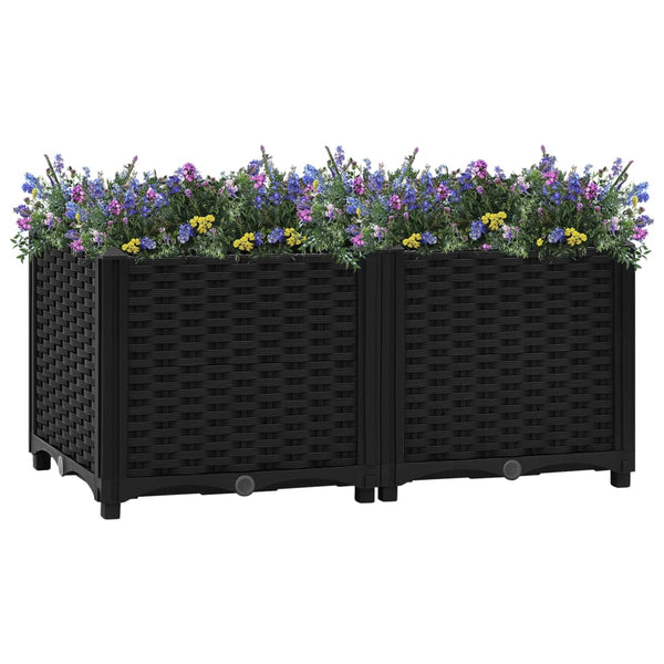 jardiniere resine tressee modulable plusieurs dimensions coloris noir 80 x 40 x 38 cm 1 | jardinna