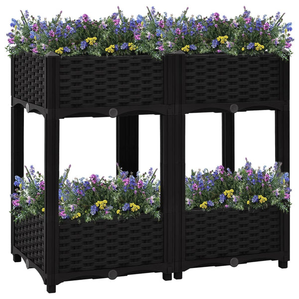 jardiniere resine tressee modulable plusieurs dimensions coloris noir 80 x 40 x 71 cm 1 | jardinna