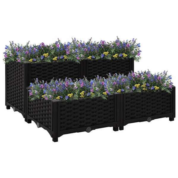 jardiniere resine tressee modulable plusieurs dimensions coloris noir 80 x 80 x 23 38 cm 1 | jardinna