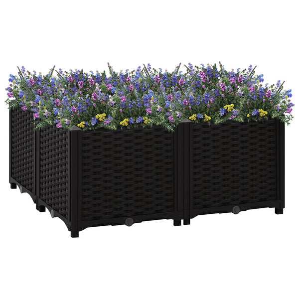 jardiniere resine tressee modulable plusieurs dimensions coloris noir 80 x 80 x 38 cm 1 | jardinna