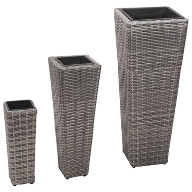 jardiniere resine tressee set 3 pcs gris 1 | jardinna