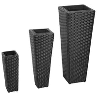jardiniere resine tressee set 3 pcs noir 1 | jardinna
