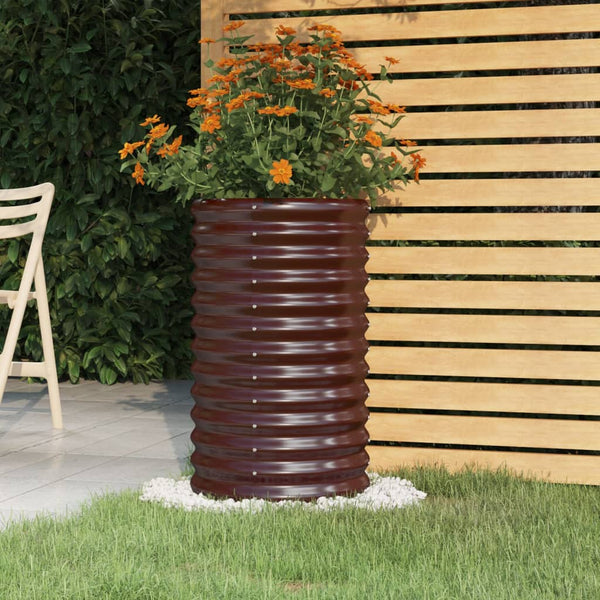 jardiniere ronde exterieur acier tailles coloris choix marron 40 x 40 x 68 cm 1 | jardinna