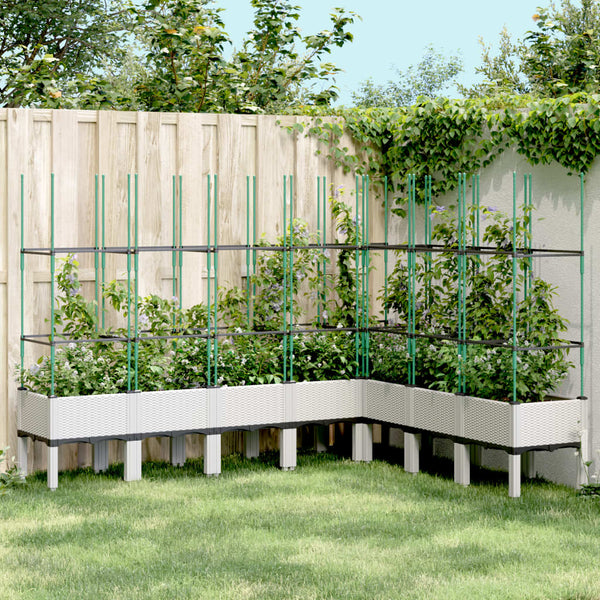 jardiniere treillis a tuteurs modulaires aspect rotin blanc 200 x 160 x 142 cm 16rk | jardinna