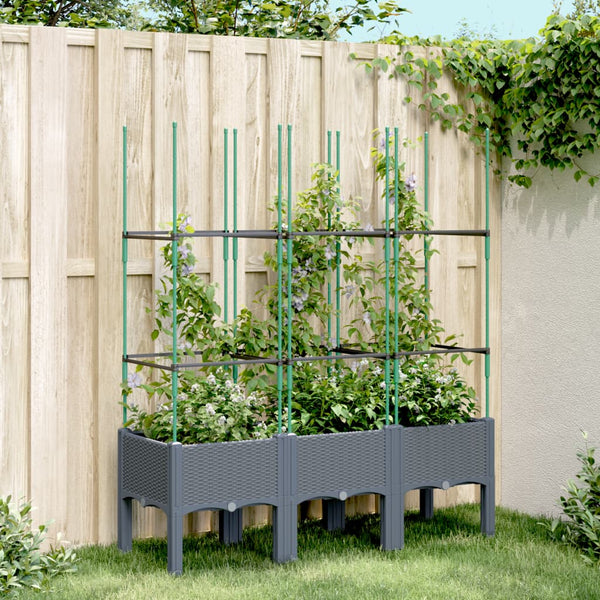 jardiniere treillis a tuteurs modulaires aspect rotin gris bleu 120 x 40 x 142 cm 22vi | jardinna