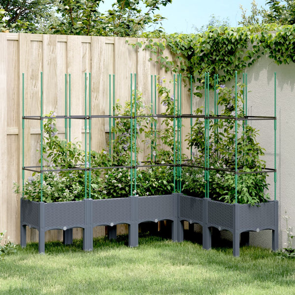 jardiniere treillis a tuteurs modulaires aspect rotin gris bleu 160 x 120 x 142 cm 13lx | jardinna