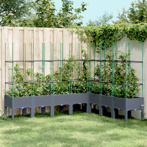 jardiniere treillis a tuteurs modulaires aspect rotin gris bleu 200 x 160 x 142 cm 71yw | jardinna