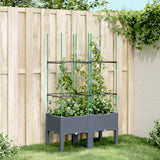 jardiniere treillis a tuteurs modulaires aspect rotin gris bleu 80 x 40 x 142 cm 68ga | jardinna