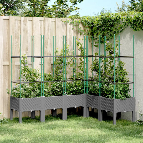 jardiniere treillis a tuteurs modulaires aspect rotin gris clair 160 x 120 x 142 cm 95wz | jardinna