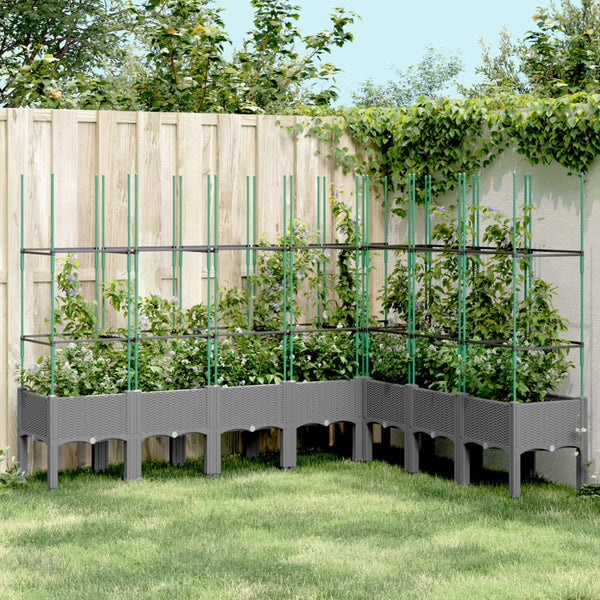 jardiniere treillis a tuteurs modulaires aspect rotin gris clair 200 x 160 x 142 cm 43cl | jardinna