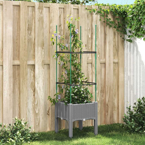 jardiniere treillis a tuteurs modulaires aspect rotin gris clair 41 x 40 x 142 cm 01lt | jardinna