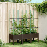 jardiniere treillis a tuteurs modulaires aspect rotin marron 120 x 40 x 142 cm 70pp | jardinna