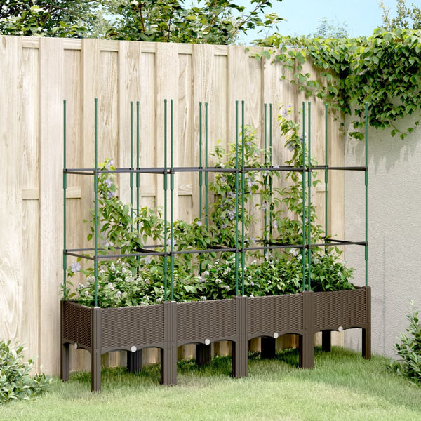 jardiniere treillis a tuteurs modulaires aspect rotin marron 160 x 40 x 142 cm 88gg | jardinna