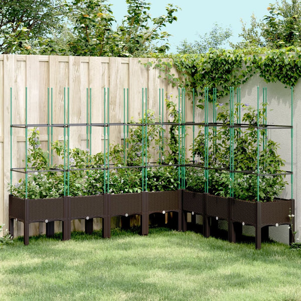 jardiniere treillis a tuteurs modulaires aspect rotin marron 200 x 160 x 142 cm 93kv | jardinna